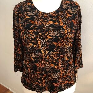 Notations Beautiful Tan~Orange~Brown Blouse